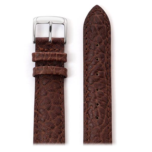 20mm Men's Brown Heavy Texture Buffalo Grain Watchband 7.7