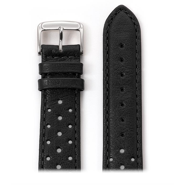 20mm Men's Black Soft Calf Driving Watchband 7.7