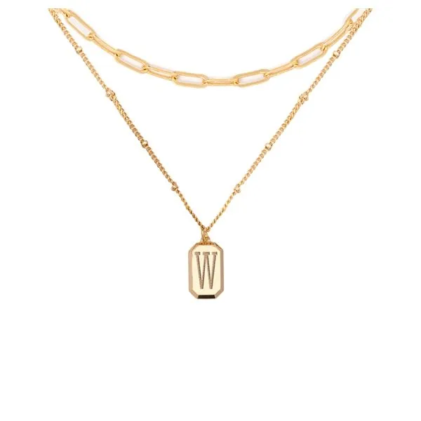 W - Gold-Plated Layering Tag Initial Necklace Blocher Jewelers Ellwood City, PA