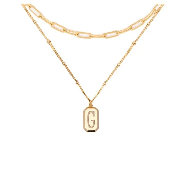 G - Gold-Plated Sterling Silver Layering Tag Initial Necklace Blocher Jewelers Ellwood City, PA