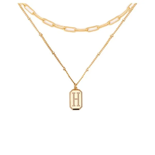 Gold-Plated Layering Tag Initial Necklace Blocher Jewelers Ellwood City, PA