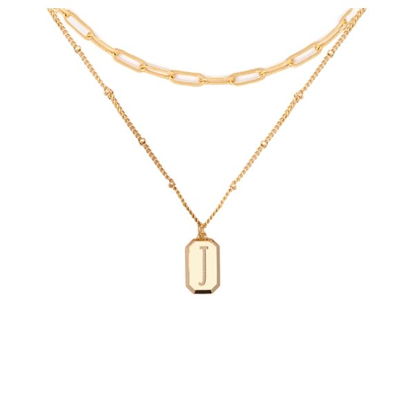 Gold-Plated Layering Tag Initial Necklace Blocher Jewelers Ellwood City, PA