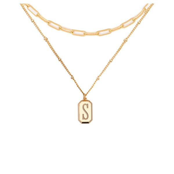 Gold-Plated Layering Tag Initial Necklace Blocher Jewelers Ellwood City, PA