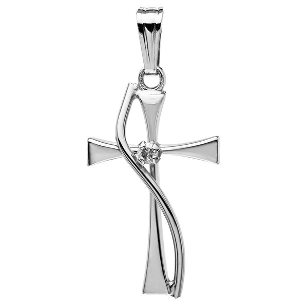 Sterling Silver Swirl Cross Necklace with Diamond Accent Blocher Jewelers Ellwood City, PA
