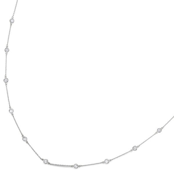 Platinum Finish Sterling Silver Station Necklace Blocher Jewelers Ellwood City, PA