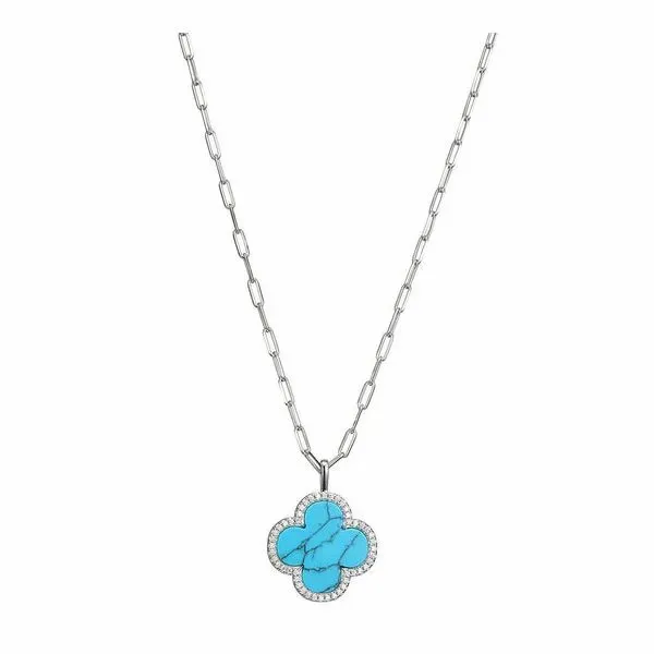 Sterling Silver Turquoise Clover Necklace Blocher Jewelers Ellwood City, PA