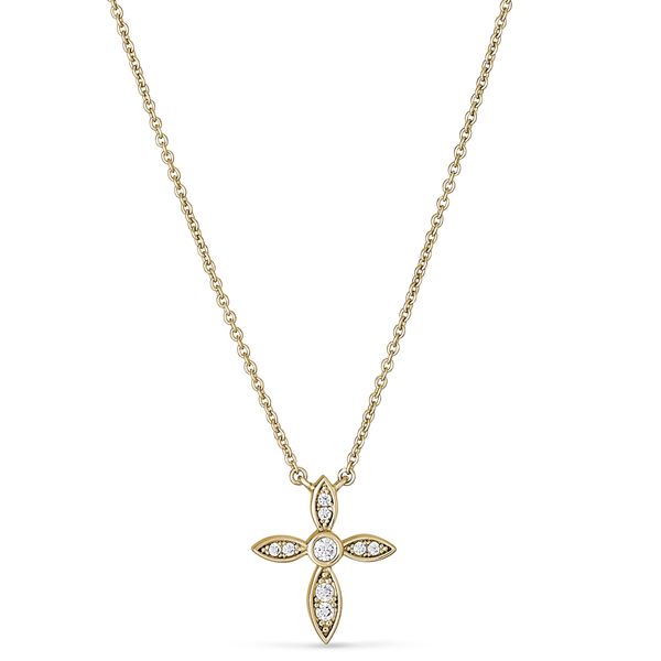 Gold-Plated Micropave Marquise Cross Necklace Blocher Jewelers Ellwood City, PA