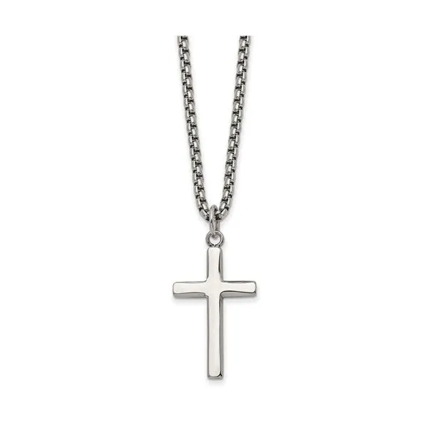 Stainless Steel Polished Cross Necklace Blocher Jewelers Ellwood City, PA