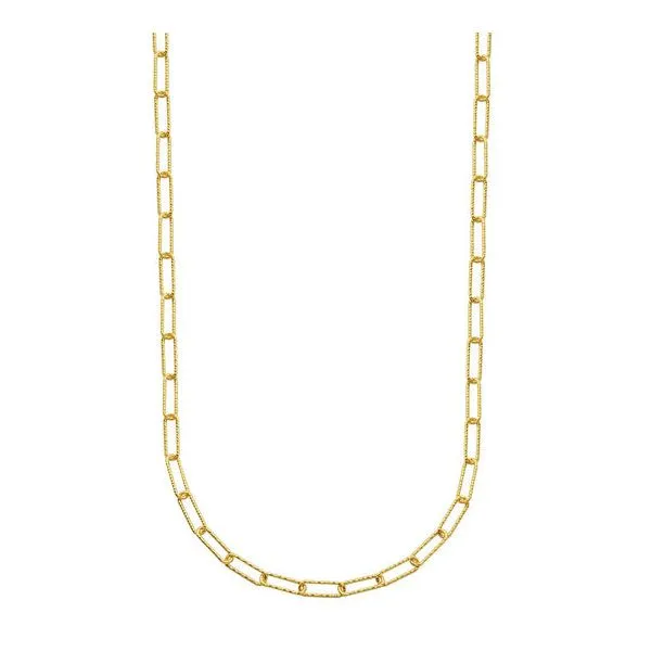 Sterling Silver Necklace made with Diamond Cut Paperclip Chain Yellow Gold Finish Blocher Jewelers Ellwood City, PA