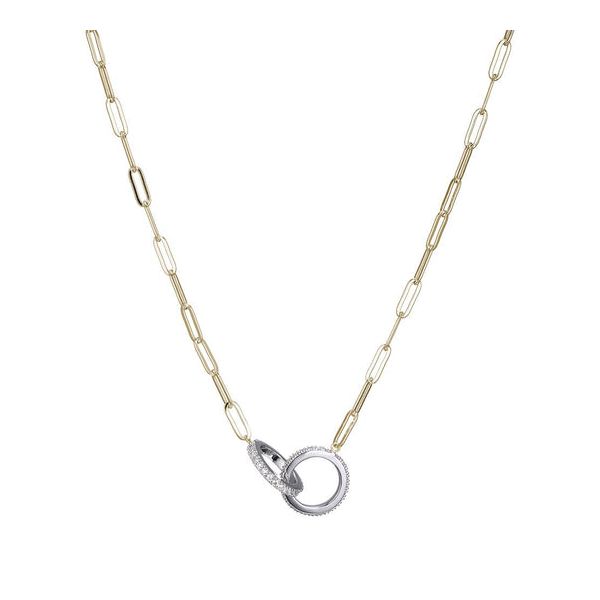 Sterling Silver Two-Tone CZ Circle Necklace Blocher Jewelers Ellwood City, PA