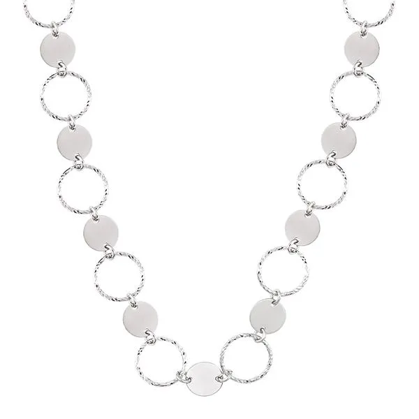Sterling Silver Alternating Diamond Cut Circles And High Polish Disk Necklace Blocher Jewelers Ellwood City, PA