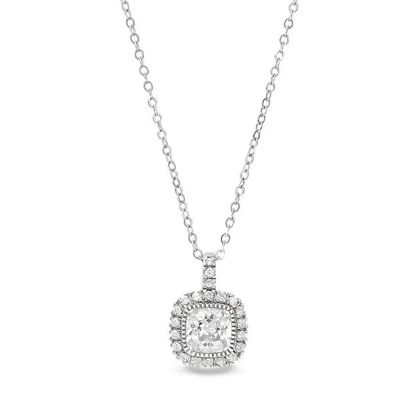 Sterling Silver Micropave Simulated Diamond Pendant On 16