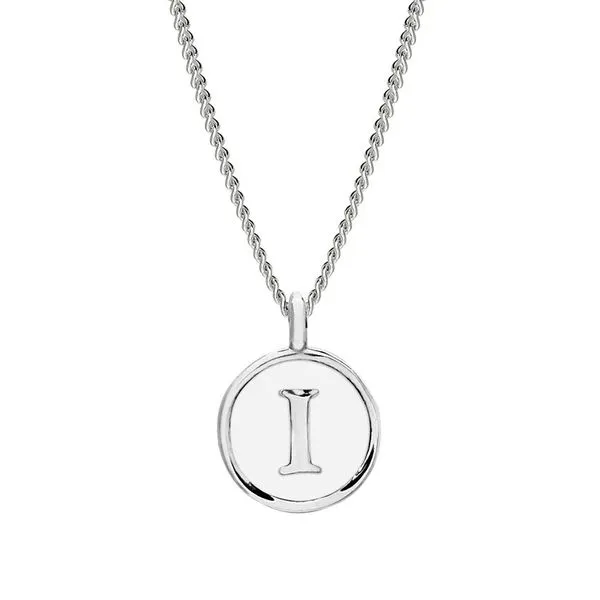 Sterling Silver White Enamel Inital 