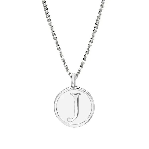 Sterling Silver White Enamel Inital 