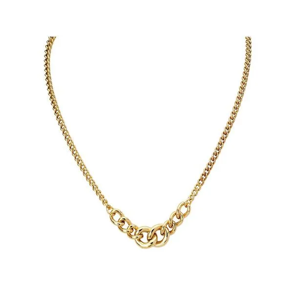 Gold-Plated Sterling Silver Graduated Curb Chain Necklace 16