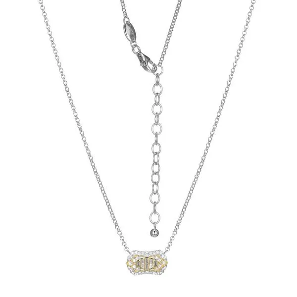 Two-Tone Necklace with CZ Adjustable 17-19 Blocher Jewelers Ellwood City, PA