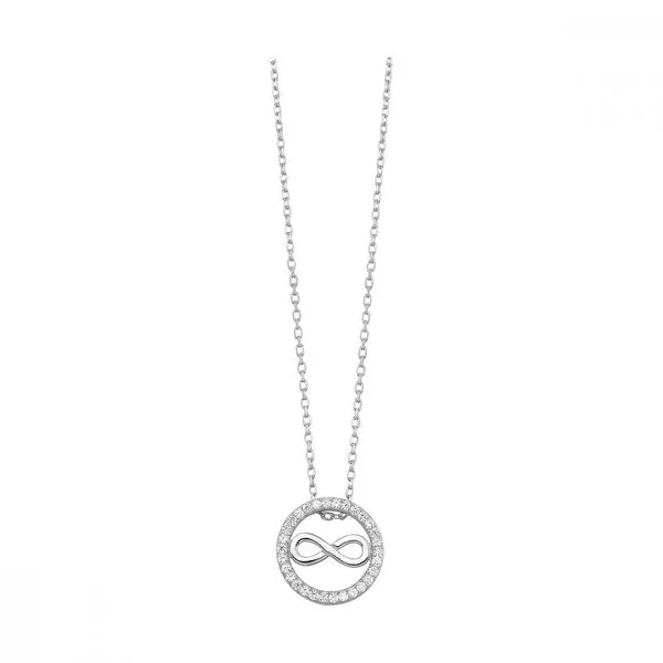 Sterling Silver Infinity Necklace with CZ Halo Blocher Jewelers Ellwood City, PA