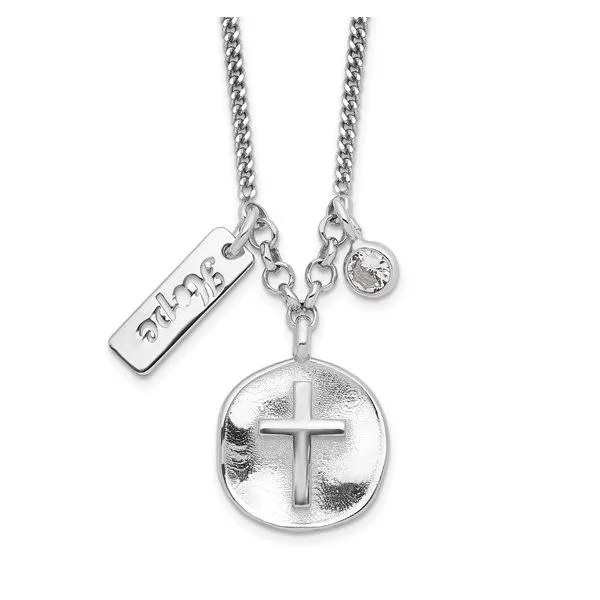 Sterling Silver Rhodium-plated Satin Cross, Hope, and CZ Charms Blocher Jewelers Ellwood City, PA