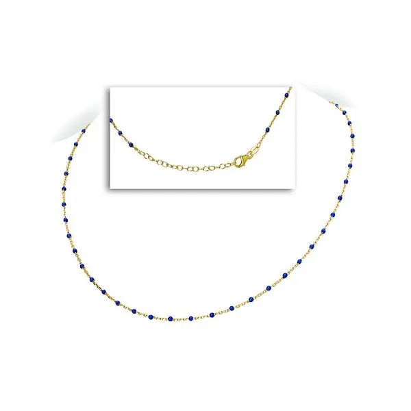 Gold-Plated Sterling Silver Lapis Station Necklace 16