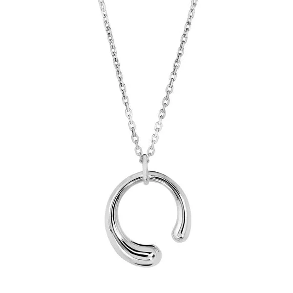 Sterling Silver Tapered 3/4 Open Circle Necklace 16