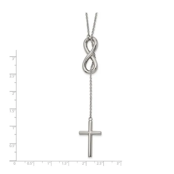 Chisel Stainless Steel Polished Cross and Infinity Slipon Cable Chain Necklace Blocher Jewelers Ellwood City, PA