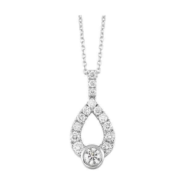 Sterling Silver Teardrop Diamond Necklace With 0.2 Ctw Natural Diamond 18