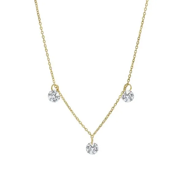 Yellow Sterling Silver Three Stone Dangle Necklace 16