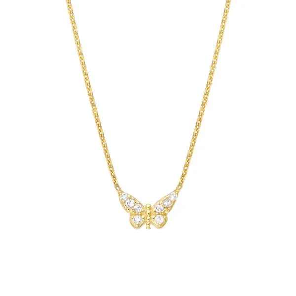 Plated Sterling Silver Mini Butterfly Necklace Blocher Jewelers Ellwood City, PA