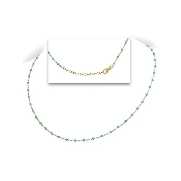 Gold-Plated Sterling Silver Turquoise Enamel Station Necklace 16