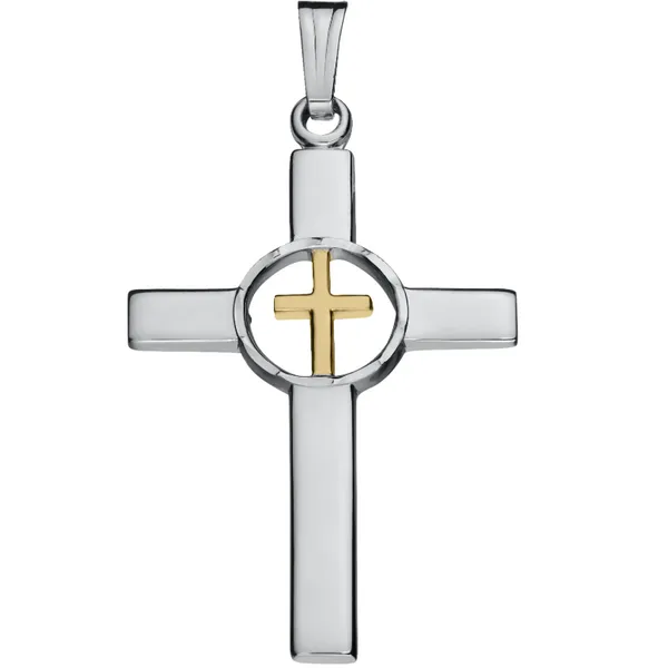 SS Two-Tone Cross Necklace, 20