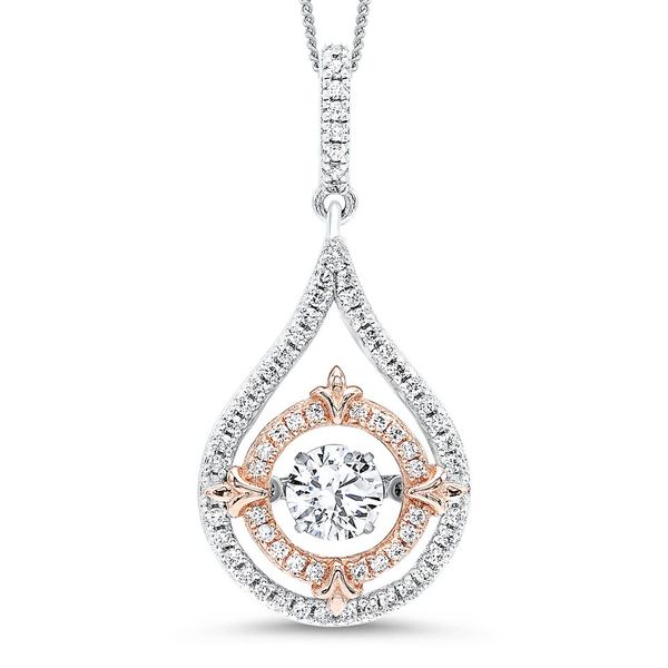 Two-Tone Sterling Silver and Rose Necklace, CZ, 18