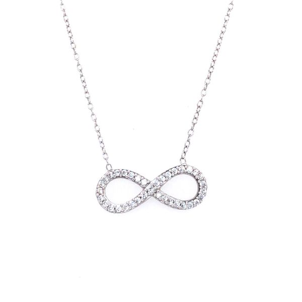 Sterling Silver CZ Infinity Necklace 18