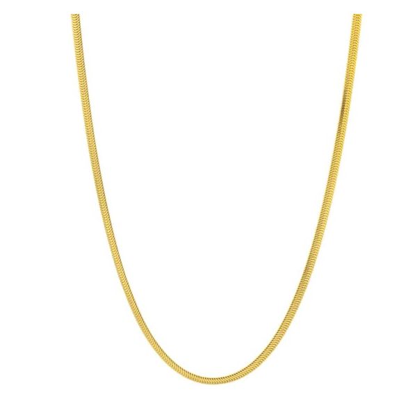 Gold Plated Oval Snake Chain Necklace with Lobster Clasp, 18