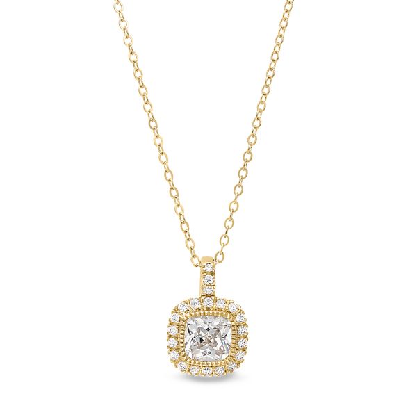 Gold Finish Sterling Silver Micropave Simulated Diamond Necklace with Simulated Diamonds Blocher Jewelers Ellwood City, PA