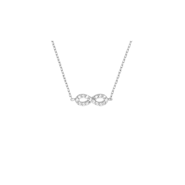 Mini CZ Infinity Sterling Silver Adjustable Necklace 18