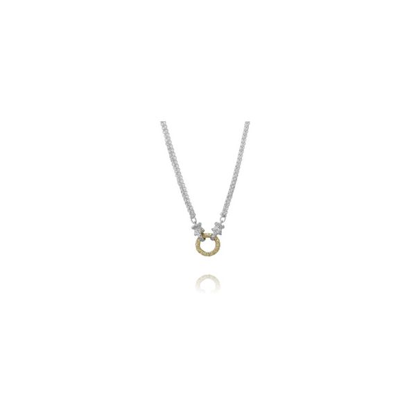 Two-Tone Sterling And 14K Yellow Gold Circle Necklace 18