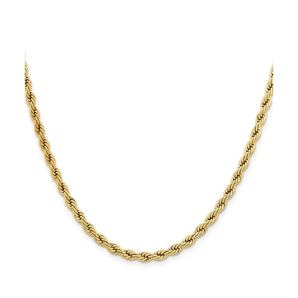 Stainless Steel Polished Yellow IP-plated Rope Chain 22