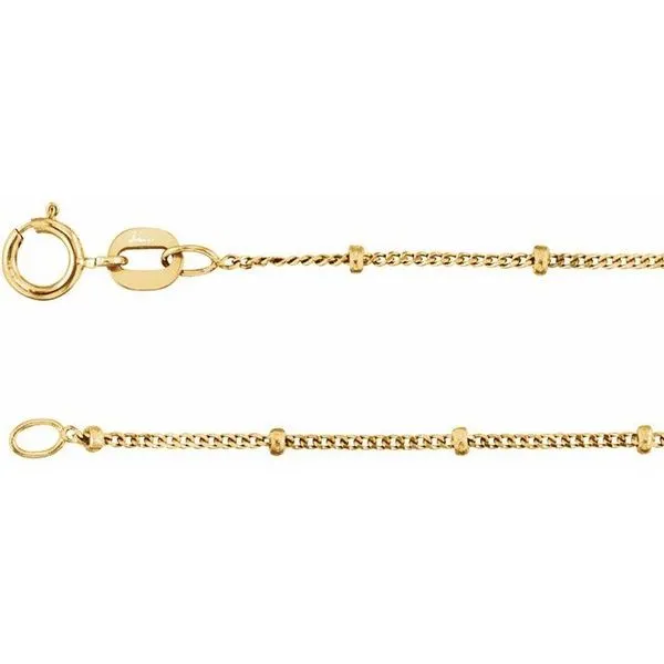 14K Yellow Gold-Filled 1 mm Beaded Curb 18" Chain Blocher Jewelers Ellwood City, PA