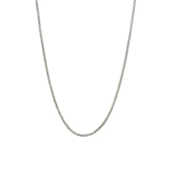 Sterling Silver Rhodium Plated 1.4mm Rounded Box Chain 20