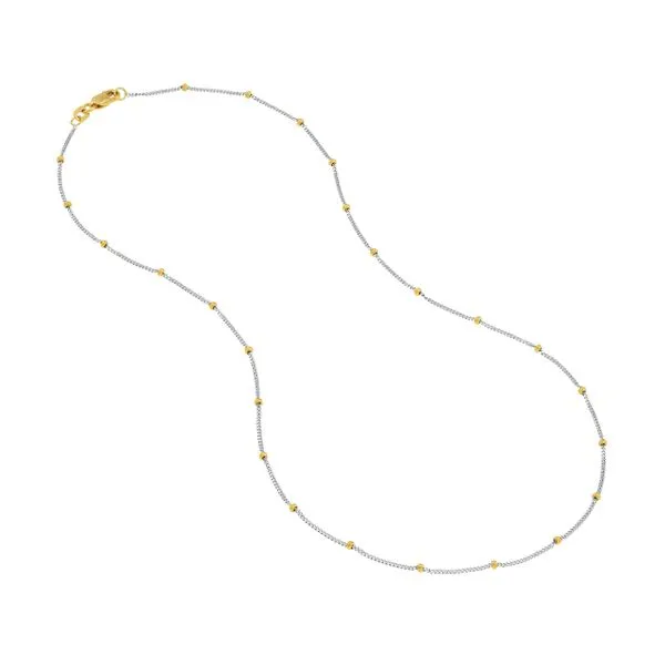 Sterling Silver Curb Saturn Chain with Yellow Accents 16