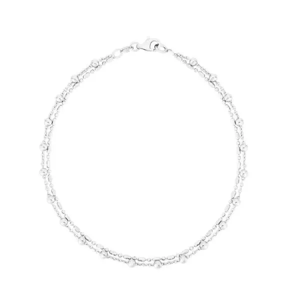 Sterling Silver Polished Bead Double Strand Anklet Blocher Jewelers Ellwood City, PA
