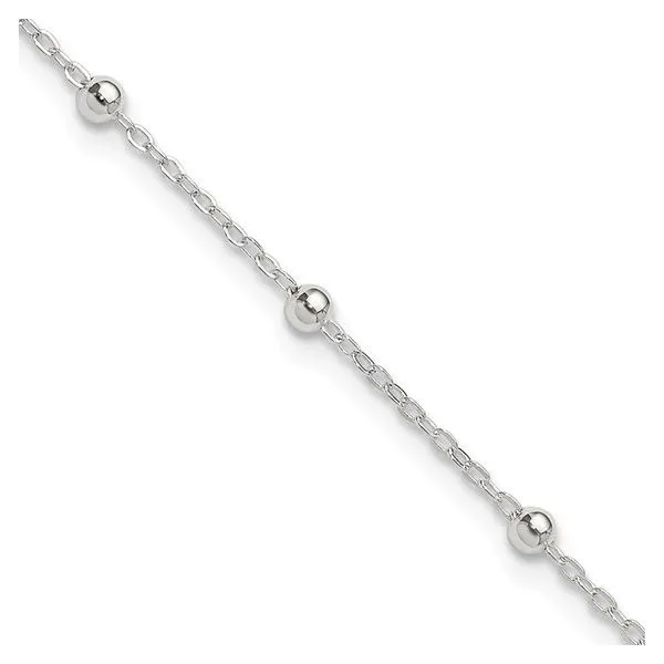 Sterling Silver Beaded Chain Anklet 9