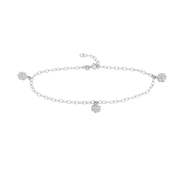 Sterling Silver Flower Dangle Trio Adjustable Anklet Blocher Jewelers Ellwood City, PA