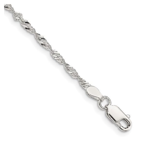 Sterling Silver Singapore Chain Anklet 9