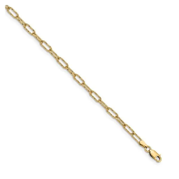 Sterling Silver Gold Plated Textured Link Anklet 10