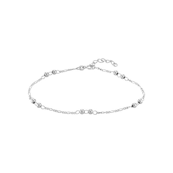 Sterling Silver Beads on Figaro Chain Anklet Blocher Jewelers Ellwood City, PA