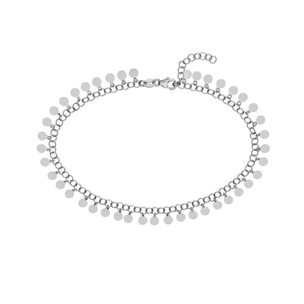 Sterling Silver Round Link Hanging Circle Anklett 10