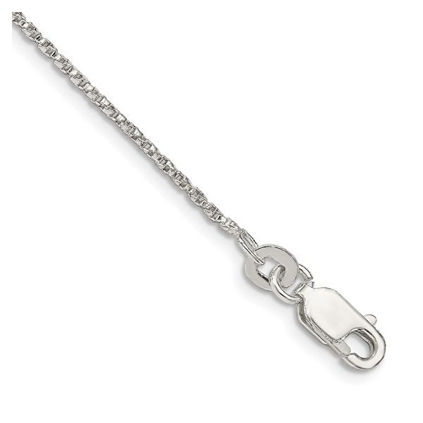 Sterling Silver Twisted Box Chain Anklet 9