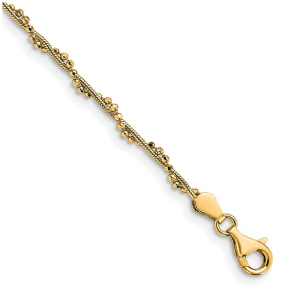Sterling Silver Gold-plated Twist 9 inch Plus 1 inch Extender - Total 10 inch Anklet Image 2 Blocher Jewelers Ellwood City, PA