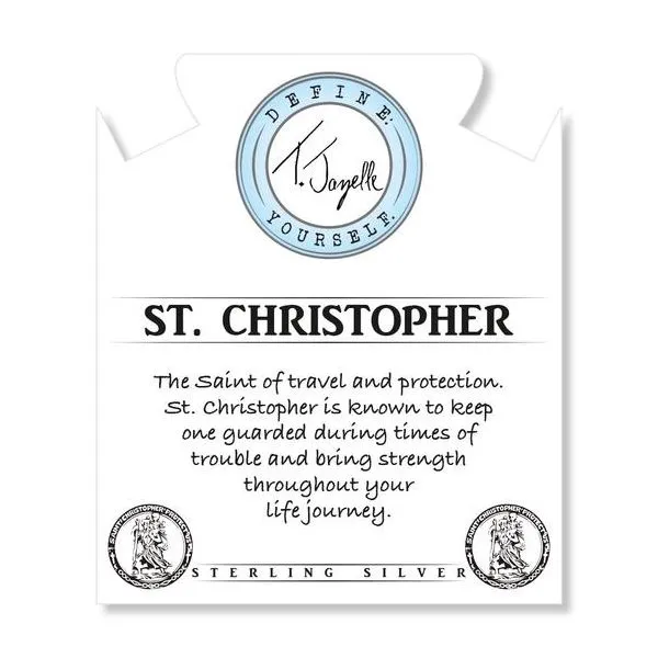 Stainless Steel Stone Bracelet with Saint Christopher Sterling Silver Charm Image 2 Blocher Jewelers Ellwood City, PA